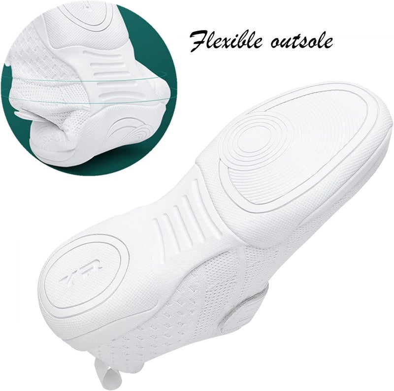 DADAWEN أحذية تشجيع بيضاء للفتيات الشابات للتدريب الرياضي والتنس، أحذية تشجيع تنافسية قابلة للتنفس - Image 5